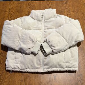 Women's Cropped Corduroy Puffer Jacket Size XL